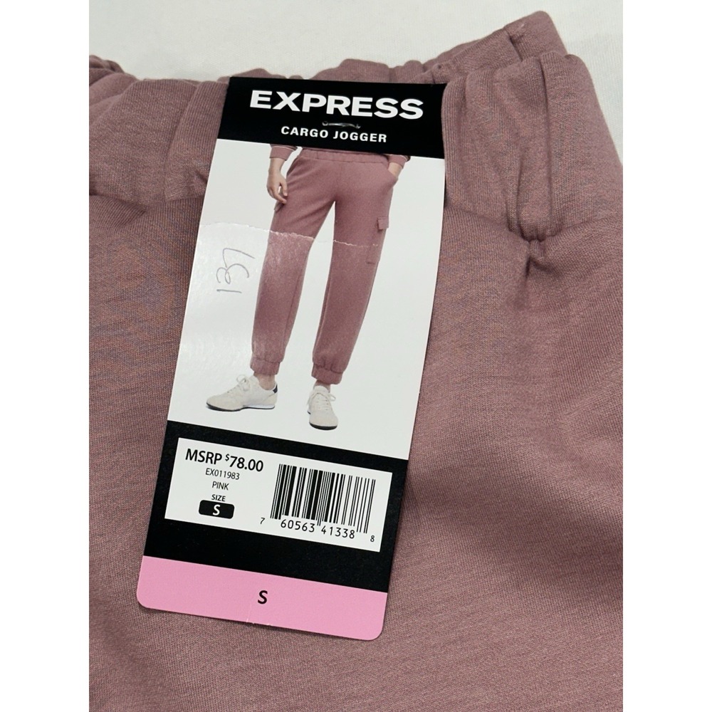 Express Women's Pink Cargo Jogger Activewear Pants Small Elastic Waist Pockets